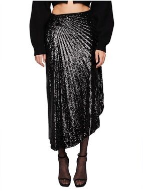 A.L.C. Tory Black Sequin Asymmetrical Midi Skirt Glam Party Holiday SZ 10